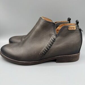 Pikolinos Ordino Lead Gray Leather Ankle Boots Women's Sz US 9-9.5 EU 40